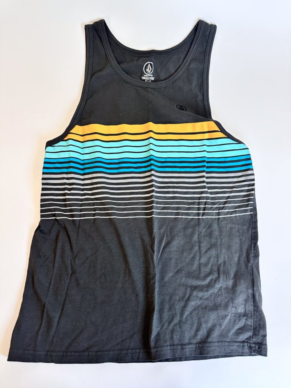 Volcom Sleeveles Tank Top Gray with Retro Stripes Men's Medium